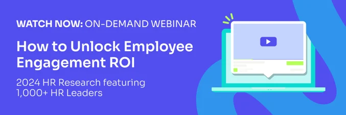 Illustration with text: "Watch Now: On-Demand Webinar, How to Unlock Employee Engagement ROI"