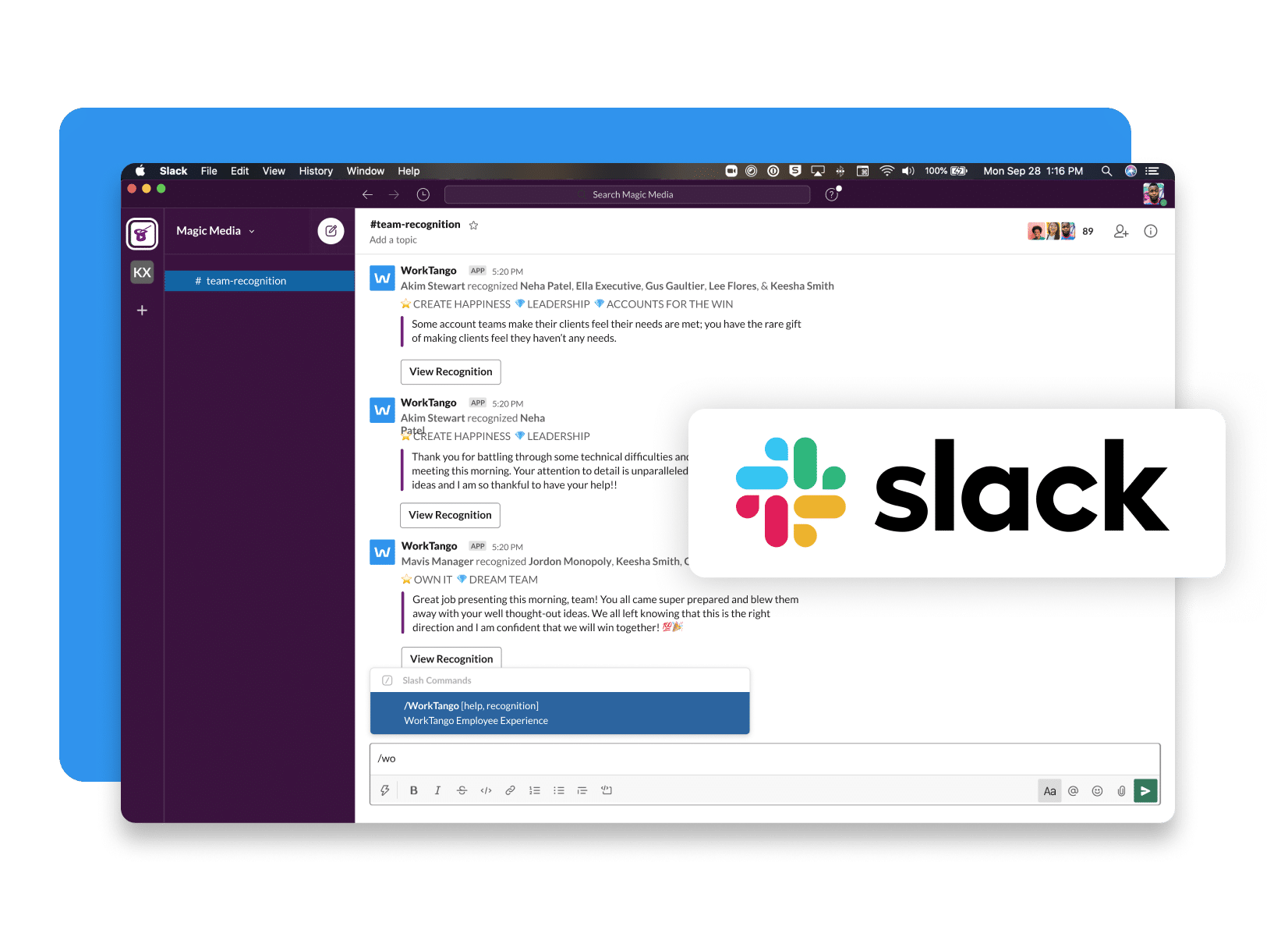 Screenshot of WorkTango's Slack integration. Screenshot of WorkTango's Slack integration.